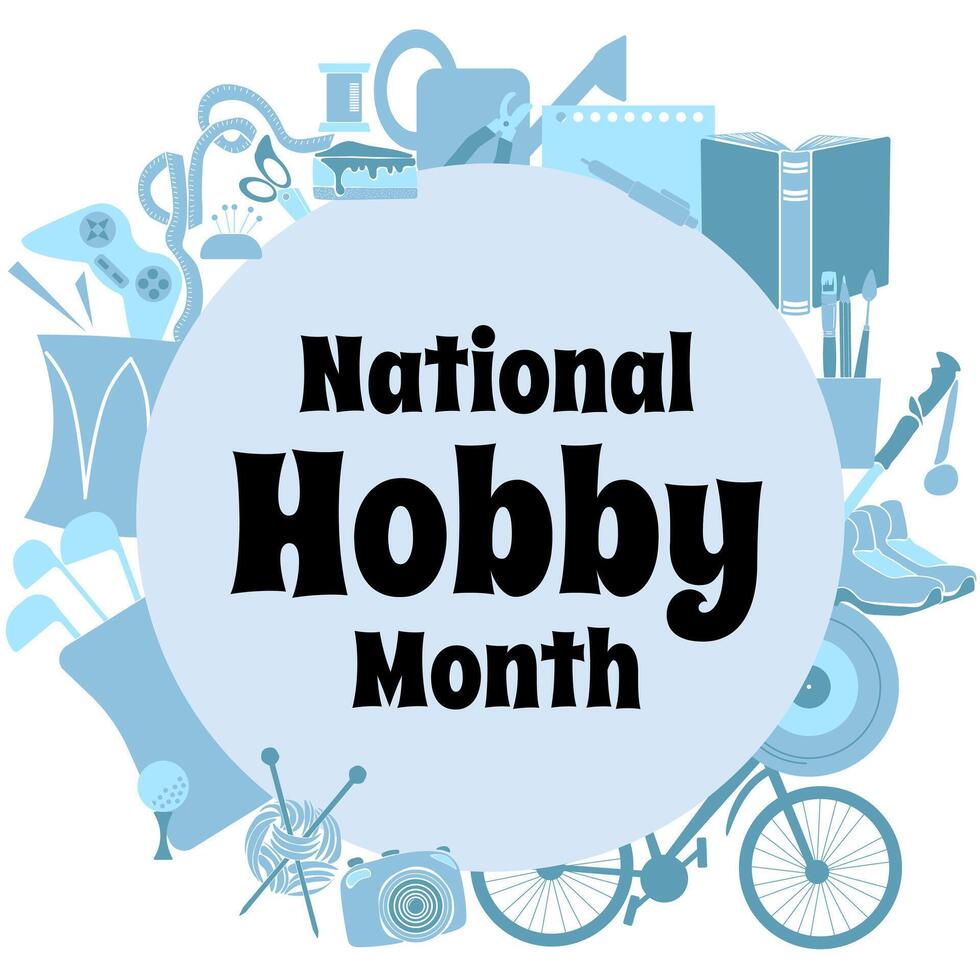 National Hobby Month, Postcard or poster for a holiday event or date vector