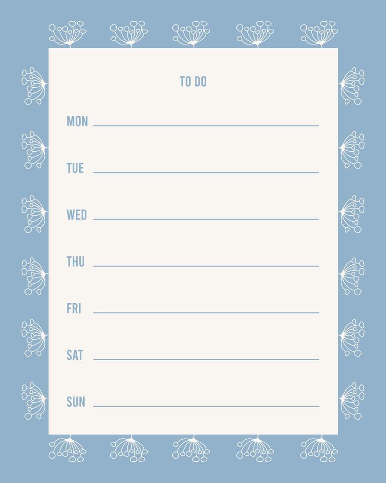 Weekly or daily planner, note paper, to do list. Organizer and Schedule with notes and to do list. vector