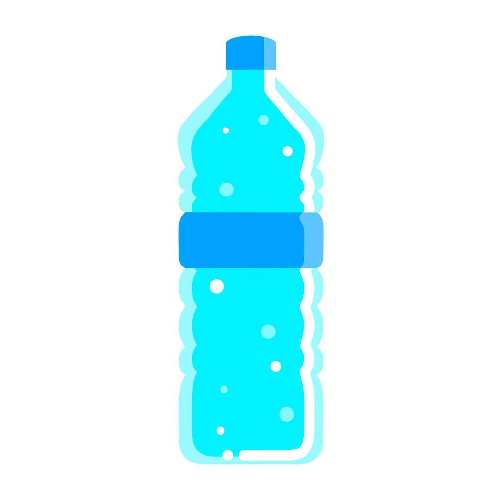 Icon of drinking water in a bottle on a white background. Water symbol with an oxygen ball inside. Vector illustration