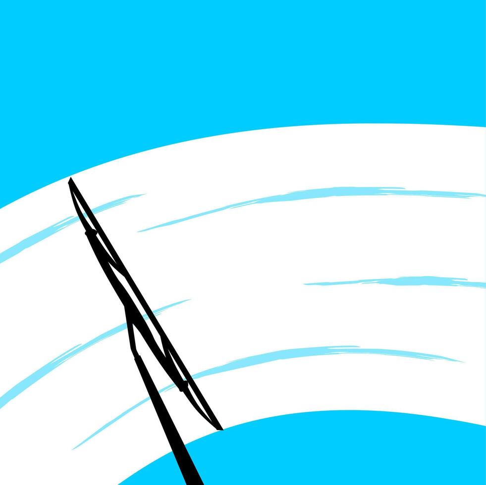 Wipers wipe out rainwater that blocks the view on the car's windshield. Vector illustration