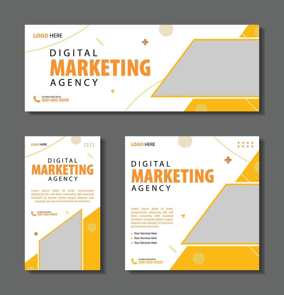 Templates for Marketing Mastery Covering Banners, Posts, and Stories. Elevate Your Brand's Online Presence with Eye-Catching Designs Crafted to Spark Engagement and Drive Results vector