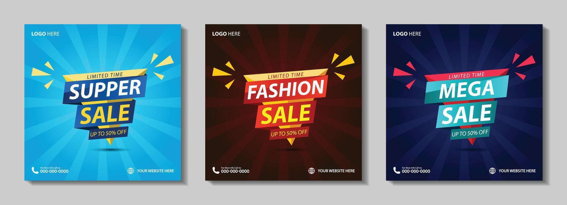 Super Sale Modern Banner Design, End of Season Special Offers, Fashion Sale Social Media Post, and Mega Sales Abstract Background Vector Illustration