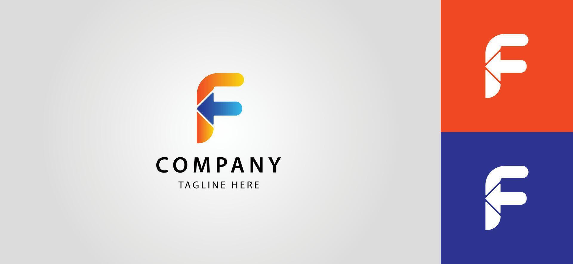 F letter logo with arrow shape. Creative F Logo Design with Dynamic Arrow Form. vector