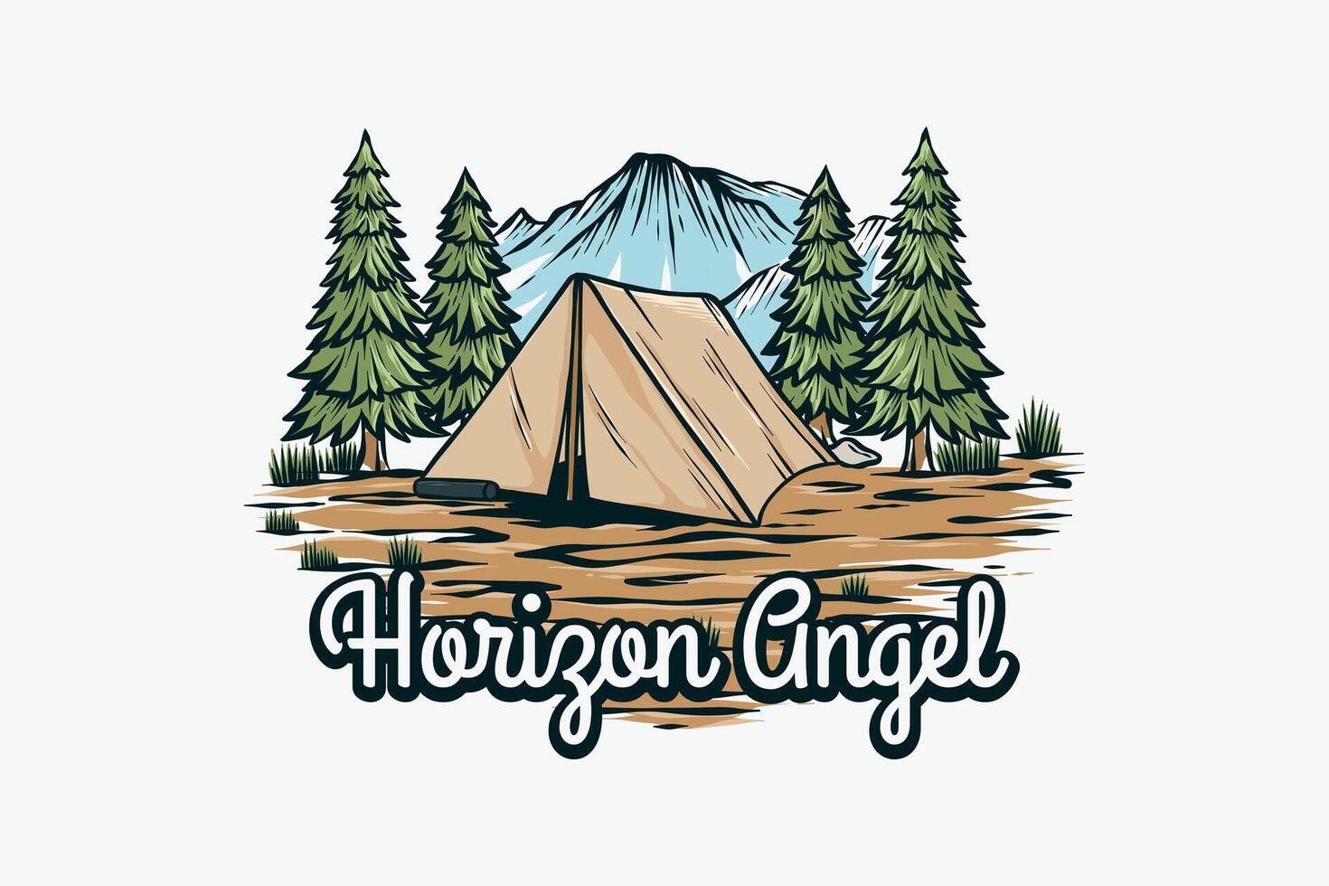 colored vector t-shirt design camping in nature
