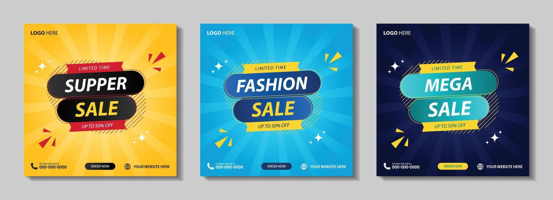 Super Sale Modern Banner Design, End of Season Special Offers, Fashion Sale Social Media Post, and Mega Sales Abstract Background Vector Illustration