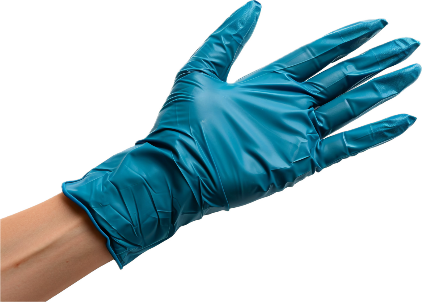 AI generated Hand Wearing a Blue Protective Latex Glove png