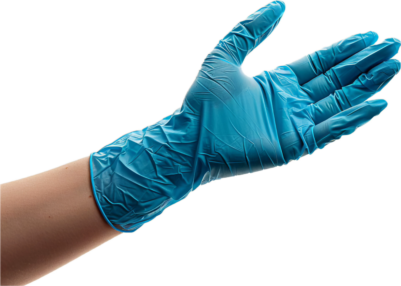 AI generated Hand Wearing a Blue Protective Latex Glove png