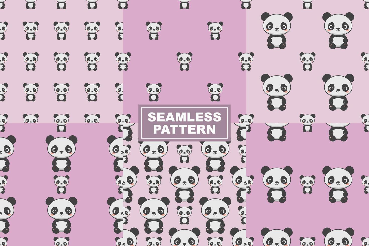 Hand Drawn Cute Panda Pattern Seamless Background vector