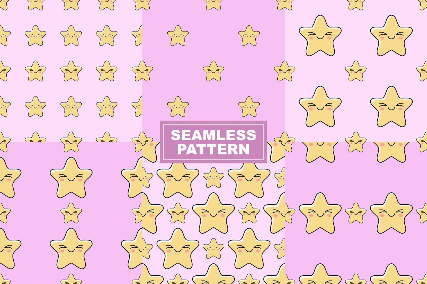 Hand Drawn Cute Stars Pattern Seamless Background Collection vector