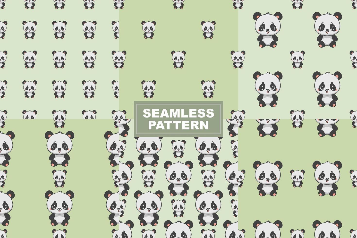Hand Drawn Cute Panda Pattern Seamless Background vector