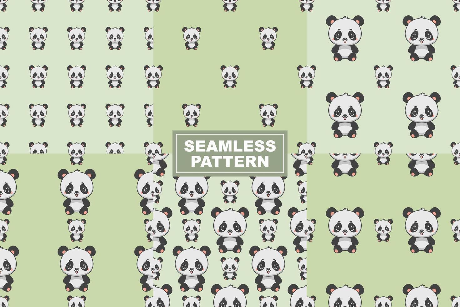 Hand Drawn Cute Panda Pattern Seamless Background vector