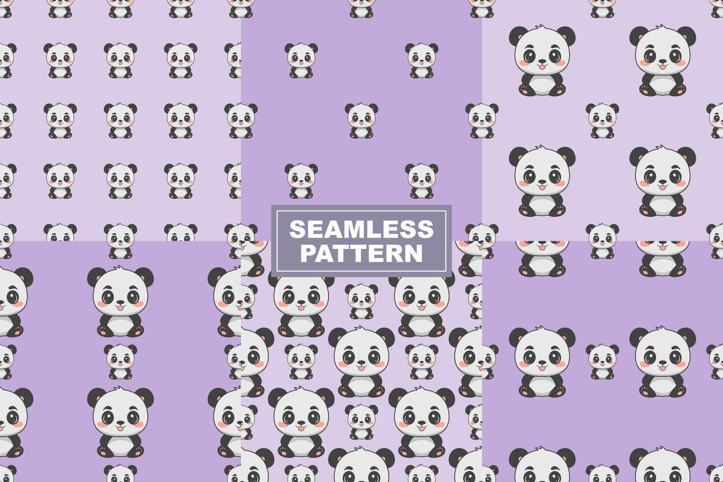 Hand Drawn Cute Panda Pattern Seamless Background vector