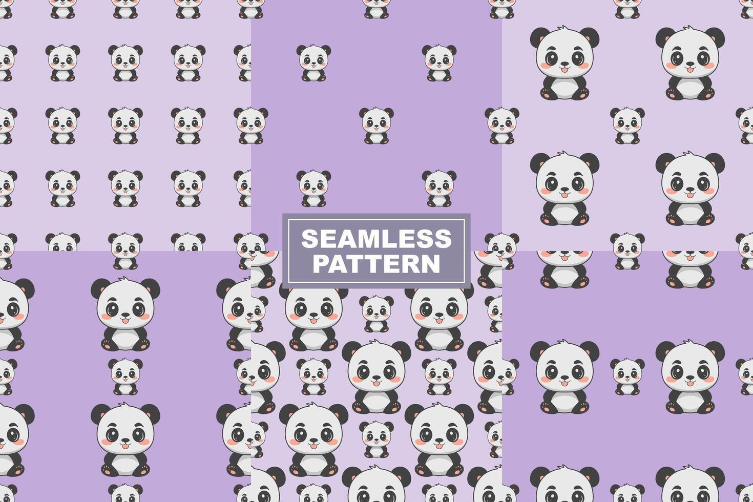 Hand Drawn Cute Panda Pattern Seamless Background vector