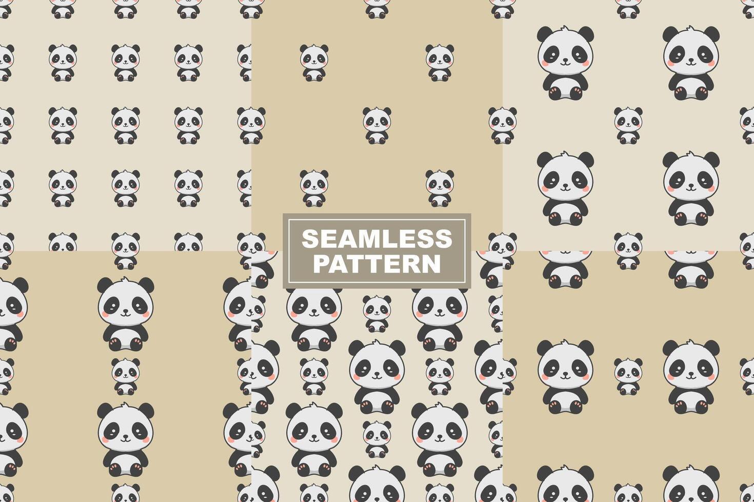Hand Drawn Cute Panda Pattern Seamless Background vector