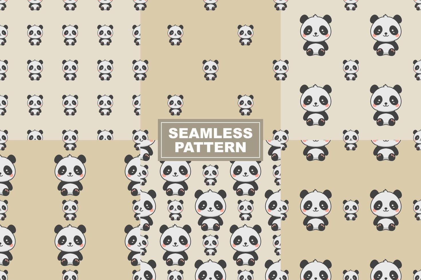 Hand Drawn Cute Panda Pattern Seamless Background vector