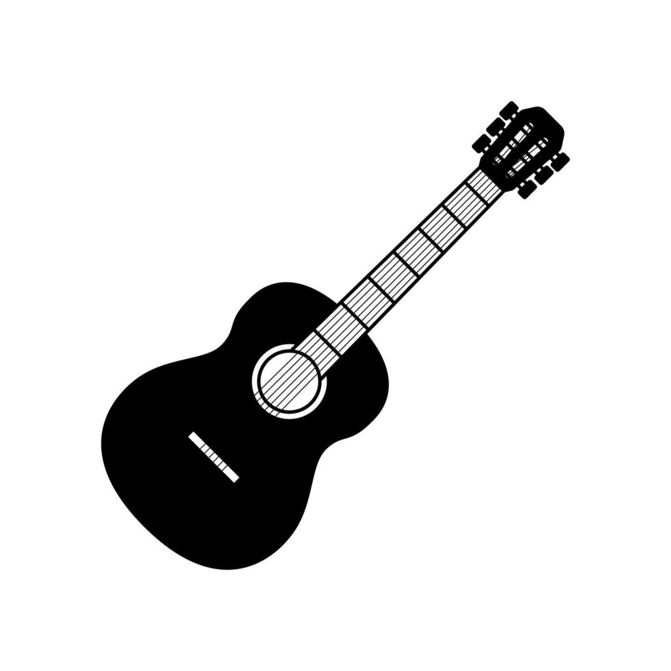 guitarra ilustración icono negro y blanco estilo diseño aislado blanco antecedentes vector