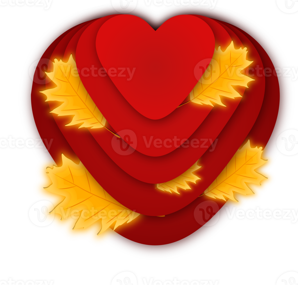 Illustration on theme beautiful bright shape heart in style paper cut png