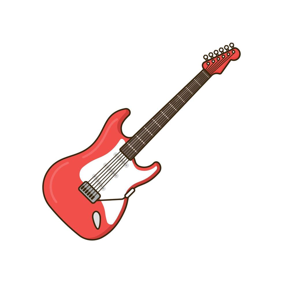 guitarra ilustración icono dibujos animados estilo diseño aislado blanco antecedentes vector