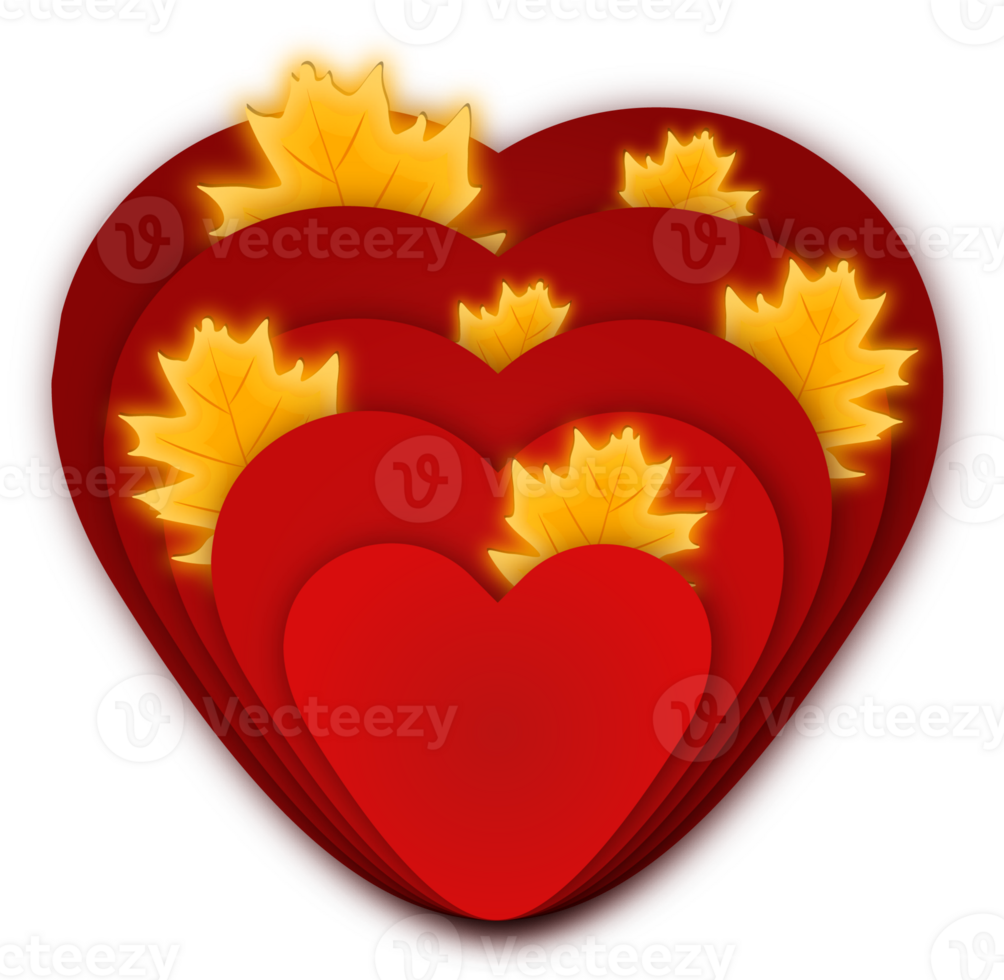Illustration on theme beautiful bright shape heart in style paper cut png