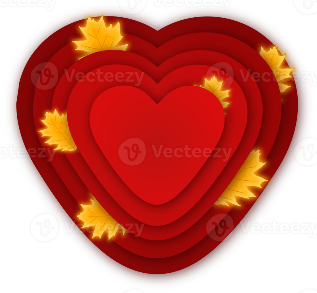 Illustration on theme beautiful bright shape heart in style paper cut png