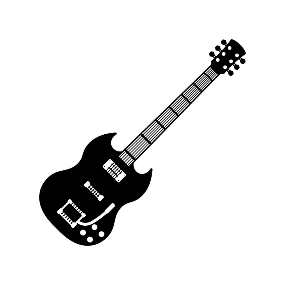 Guitar illustration icon black and white style design isolated white background vector