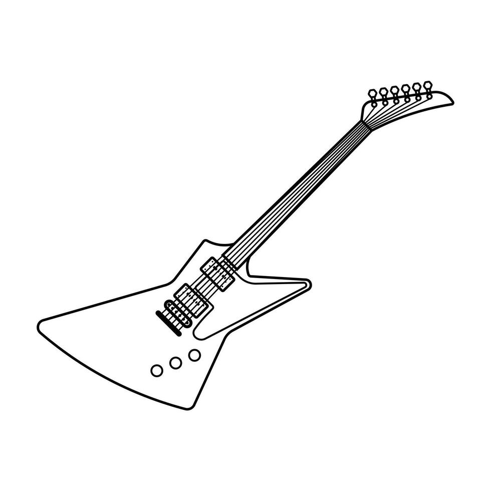 Guitar illustration icon outline style design isolated white background vector