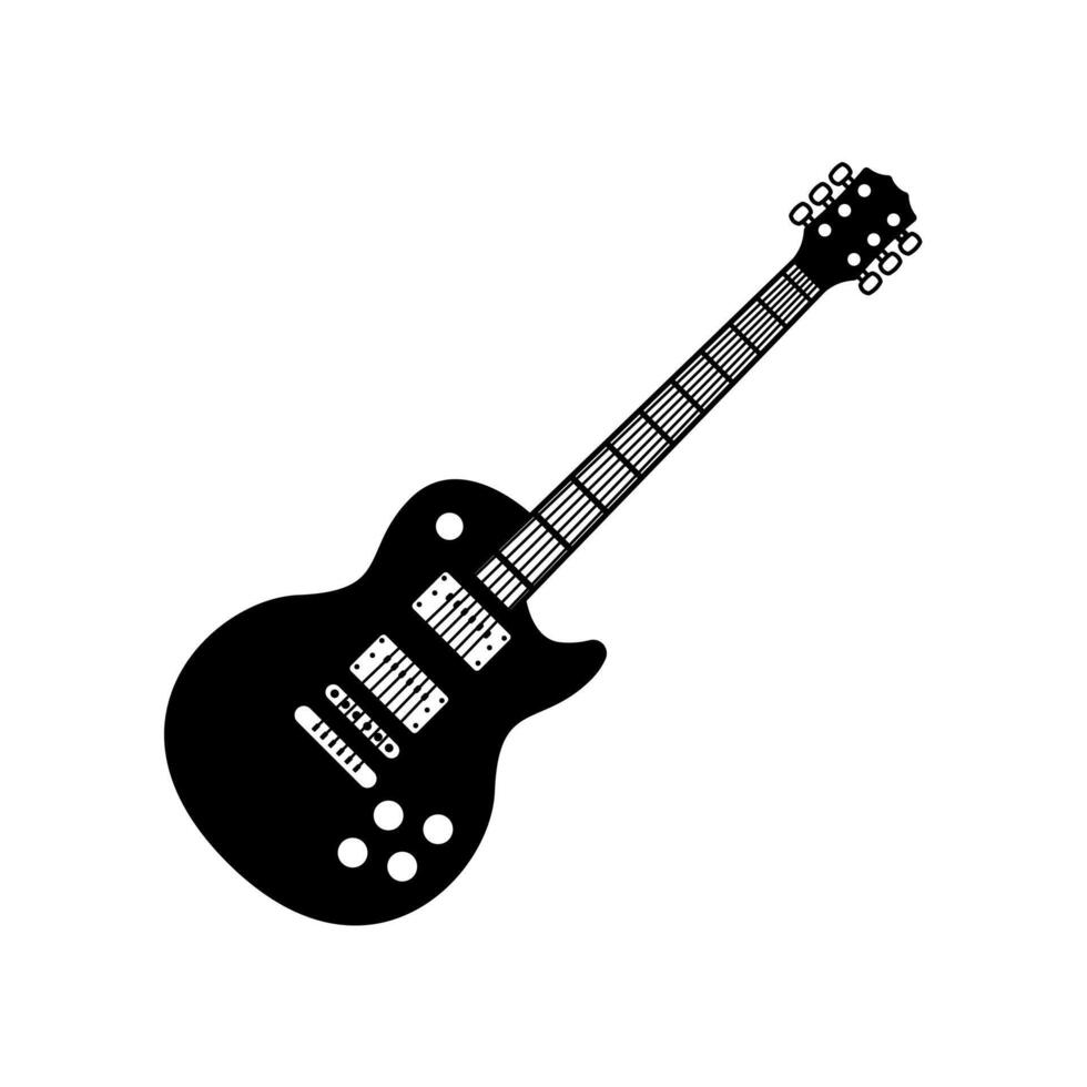 Guitar illustration icon black and white style design isolated white background vector