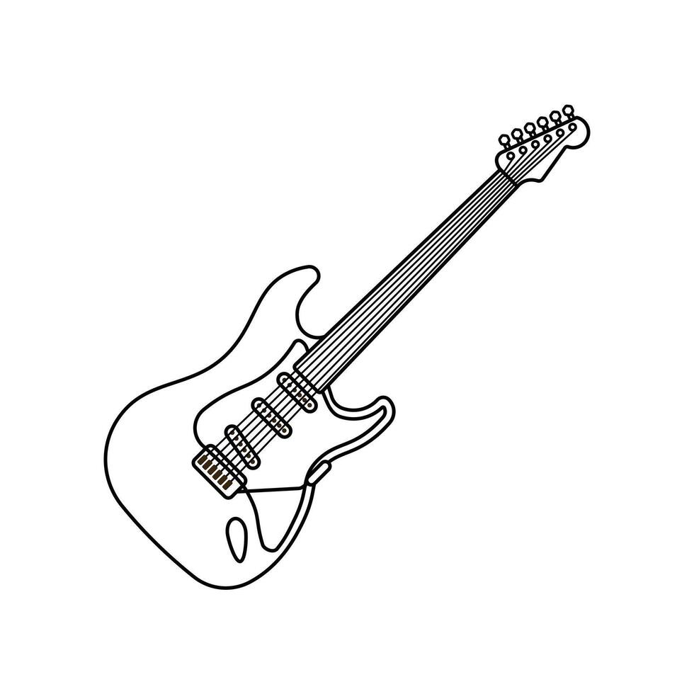 Guitar illustration icon outline style design isolated white background vector