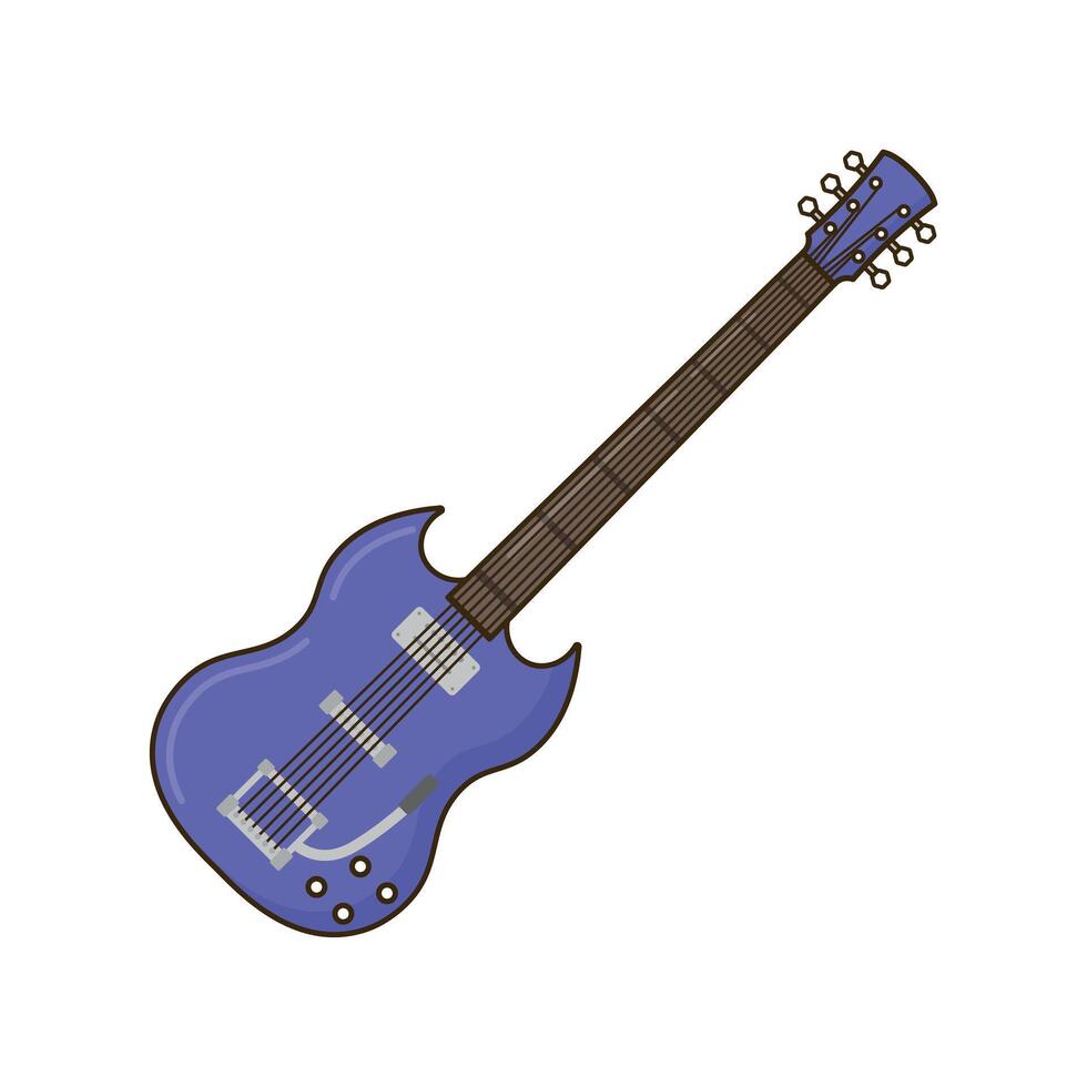 Guitar illustration icon cartoon style design isolated white background vector