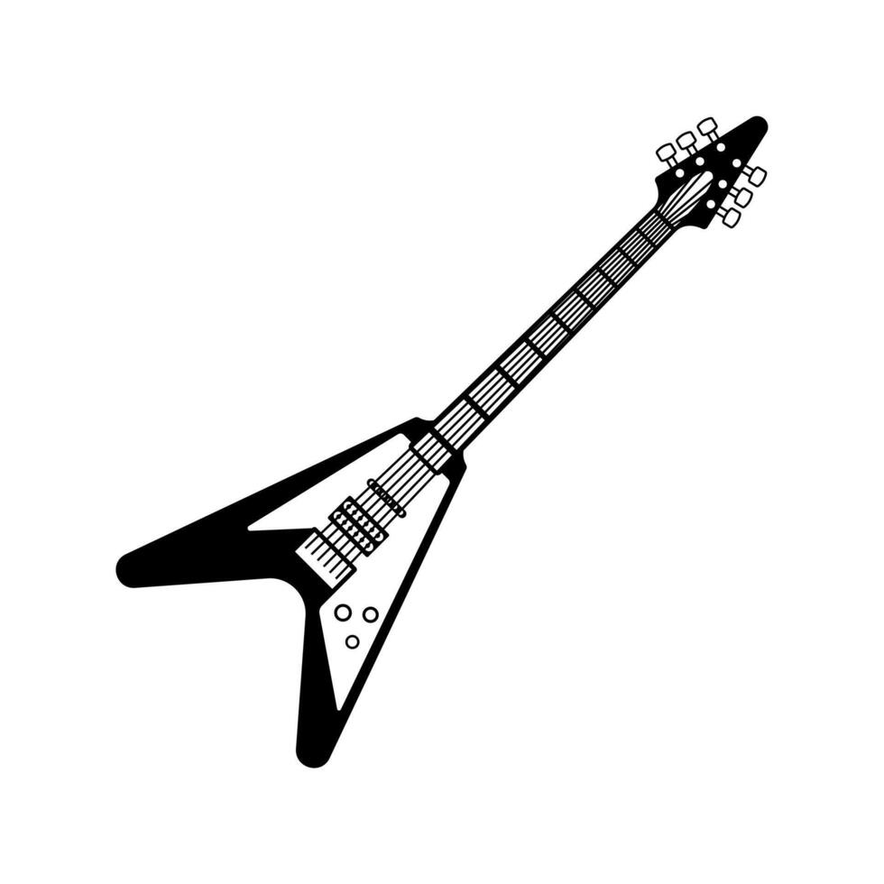 guitarra ilustración icono negro y blanco estilo diseño aislado blanco antecedentes vector