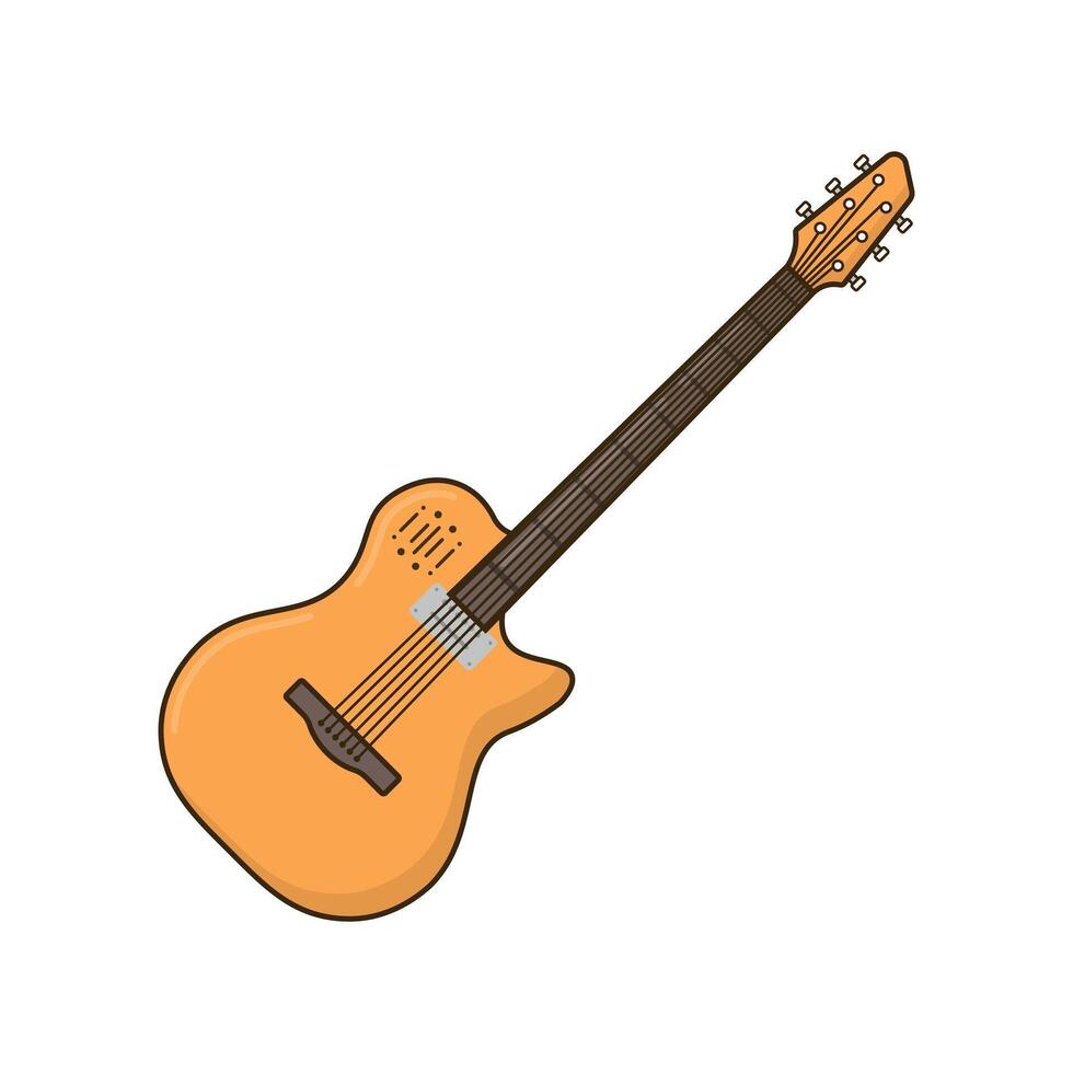 Guitar illustration icon cartoon style design isolated white background vector