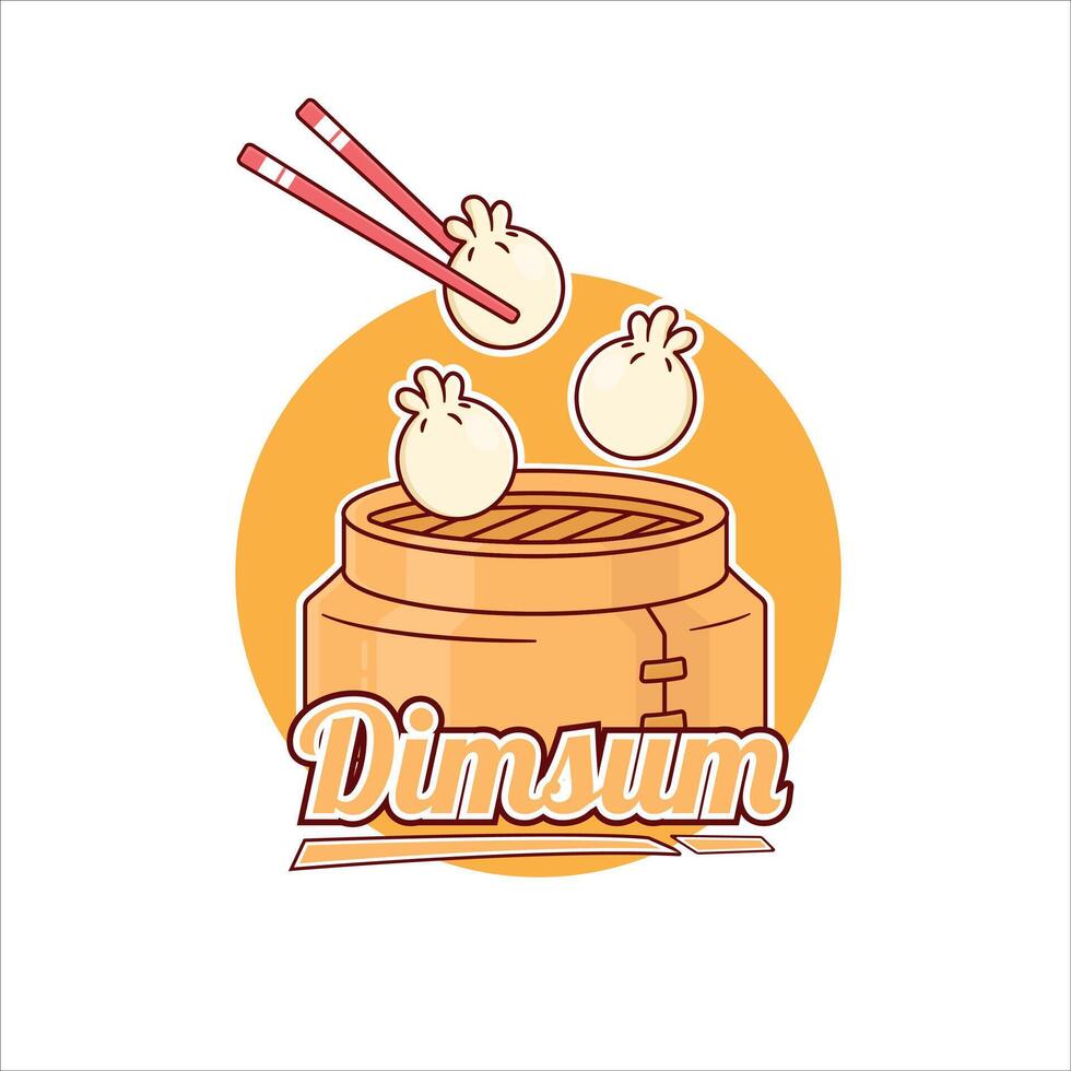 Dim sum cartoon logo concept vector