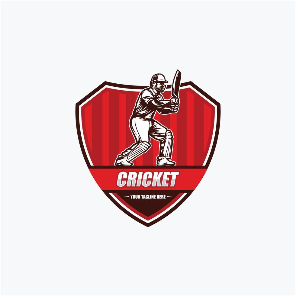 cricket logo. Silhouette of a cricket player, vector illustration.