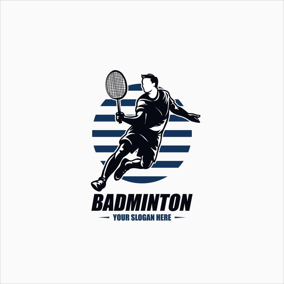 vector logo badminton player in black white