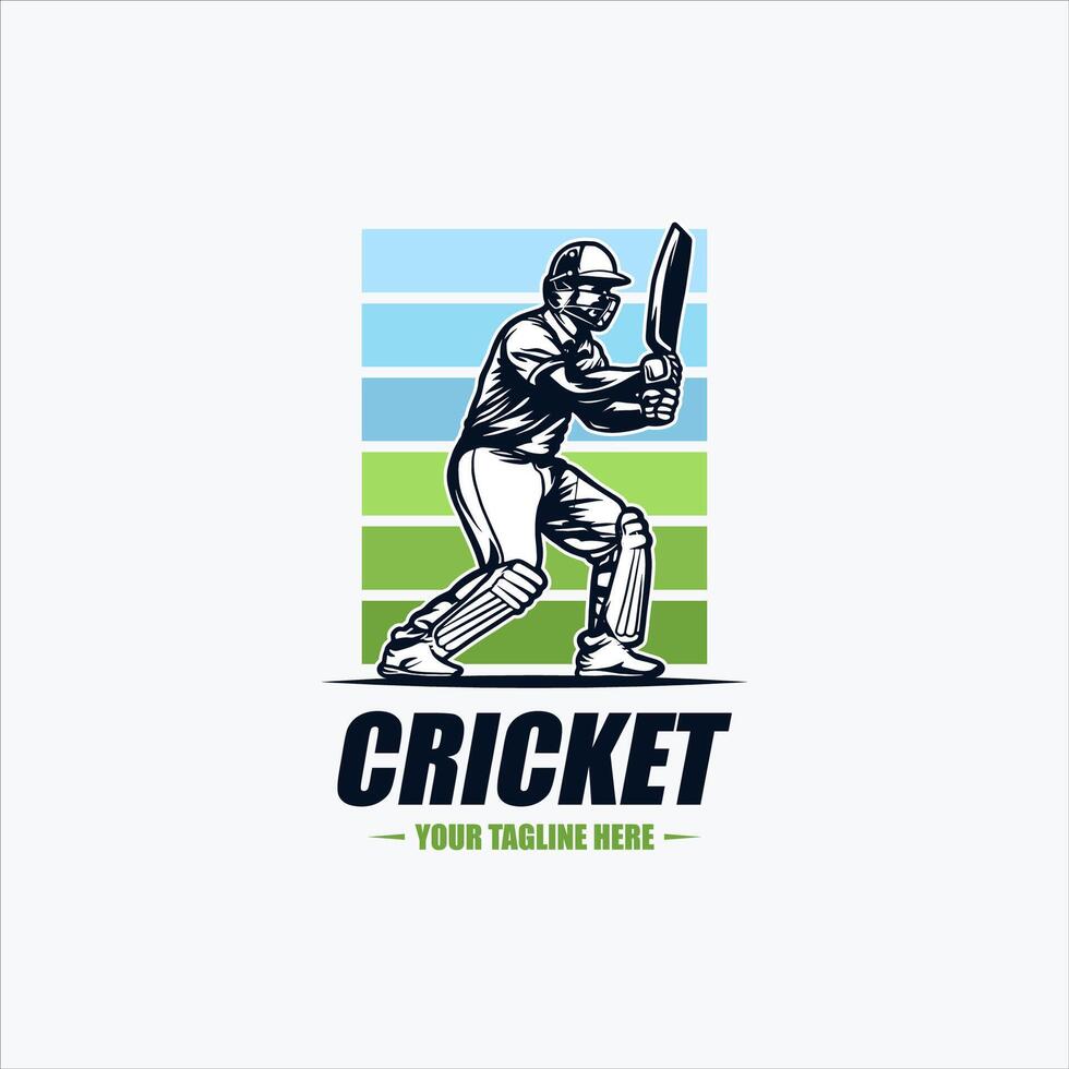 Cricket player logo design inspiration vector