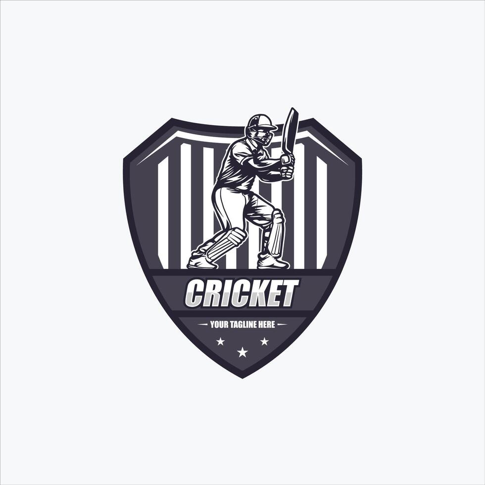 Cricket player logo design inspiration vector