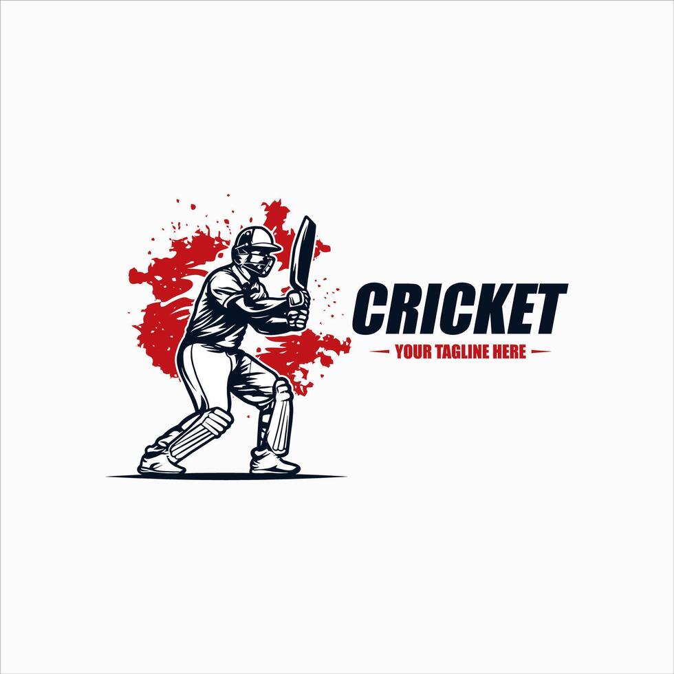 Cricket player logo design inspiration vector