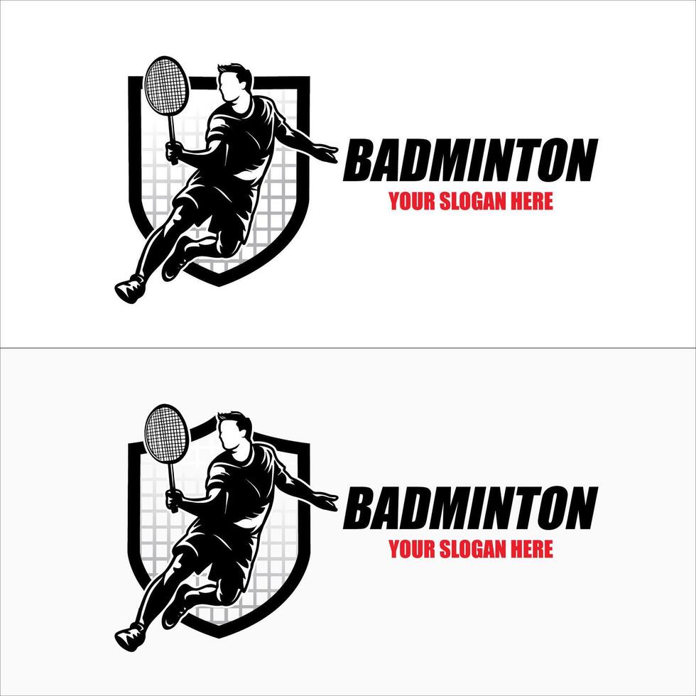 Silhouette badminton logo design template vector
