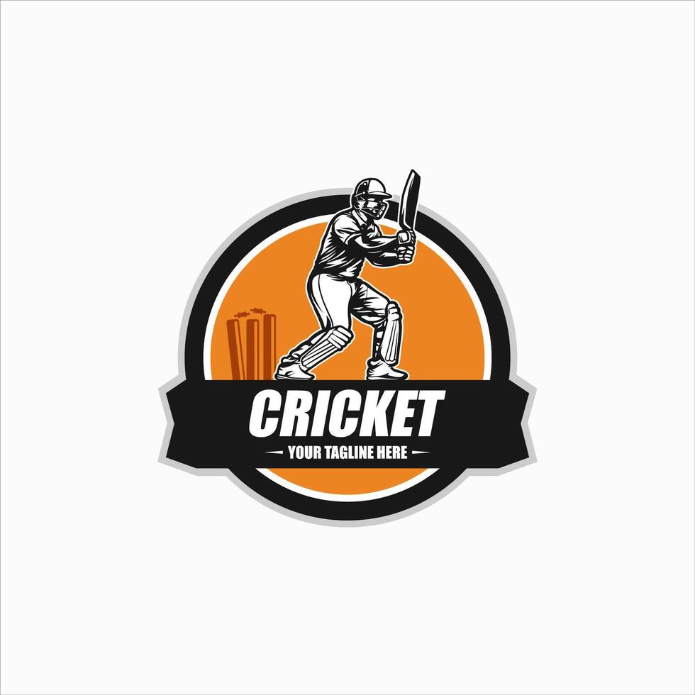 Team Club Cricket Badge Logo Template Vector