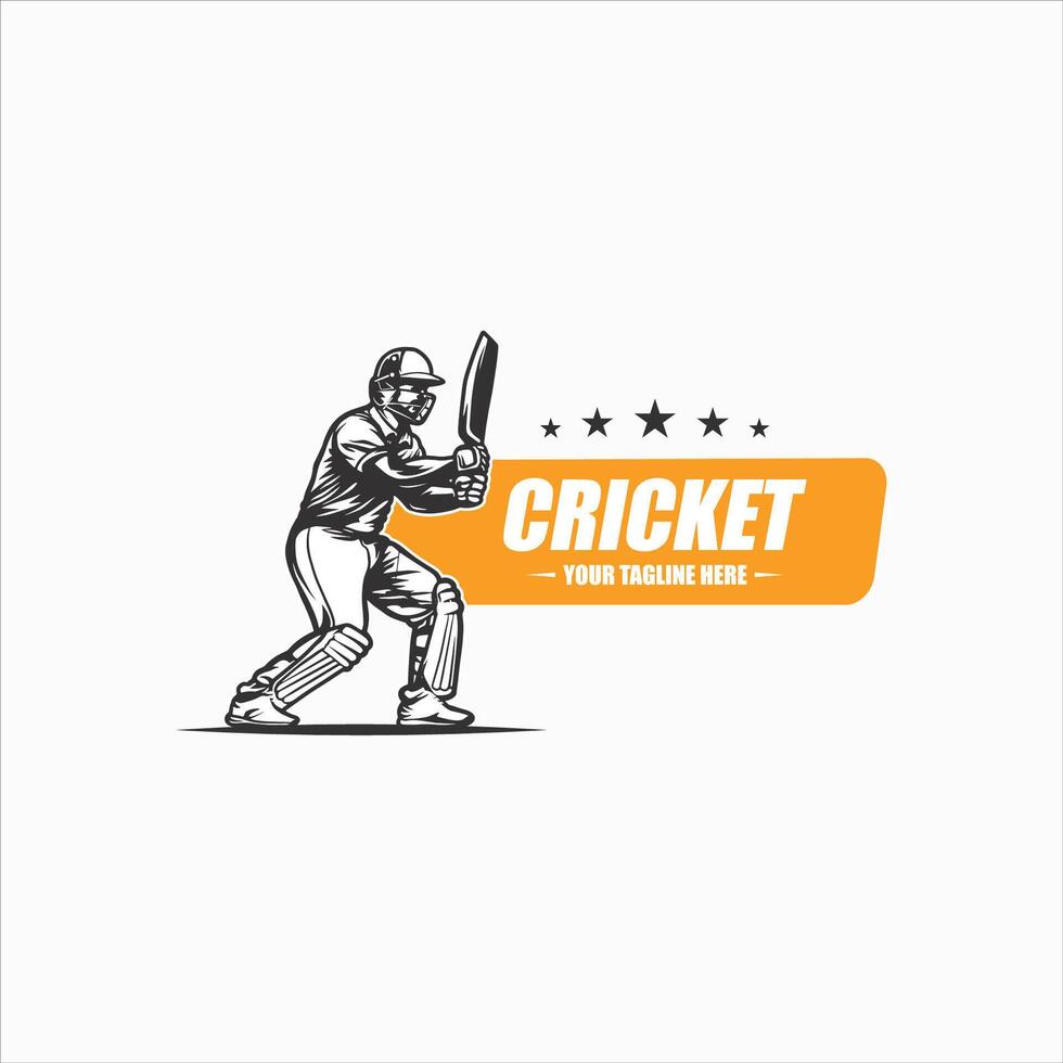 Cricket logo championship with Player illustration vector