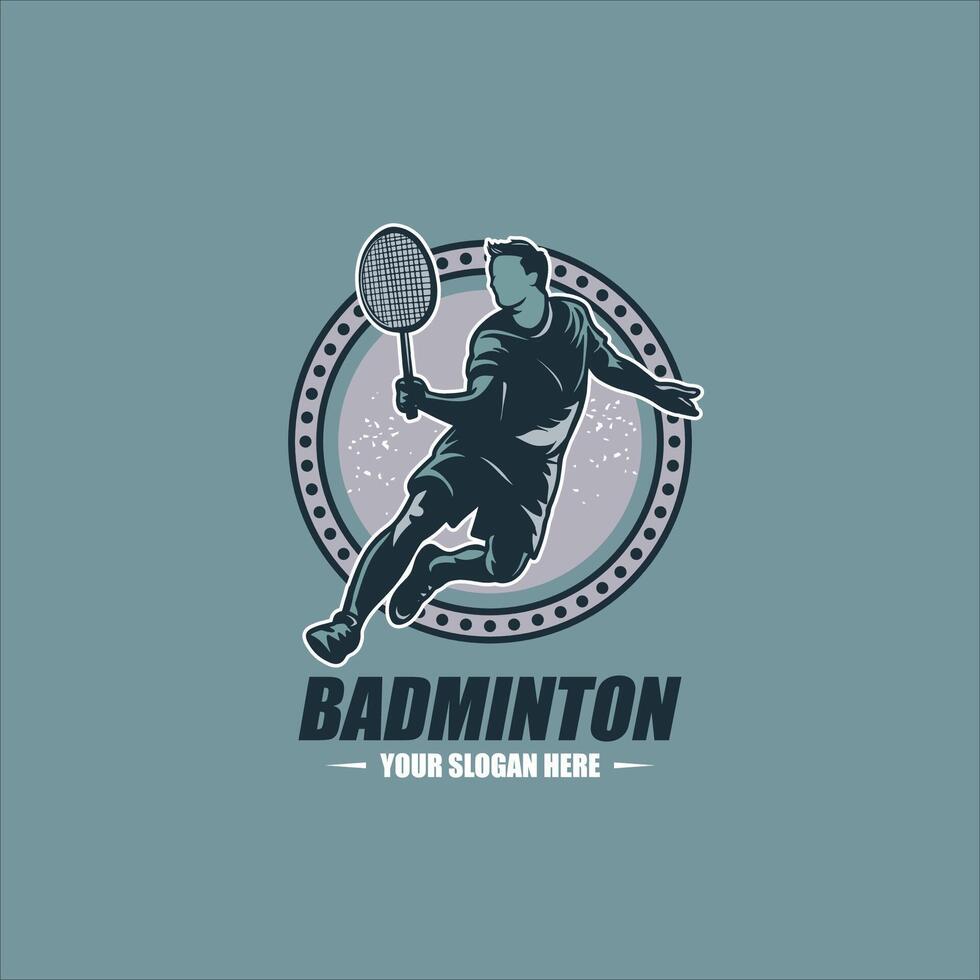 moderno apasionado bádminton jugador en acción logo, creativo bádminton diseño conceptos plantilla, icono símbolo vector