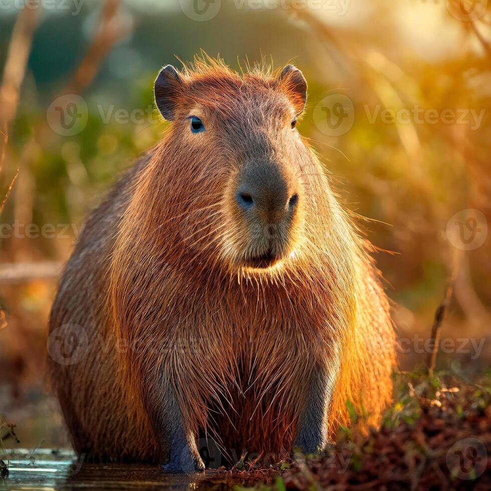 AI generated Capybara in its natural habitat in the Pantanal photo