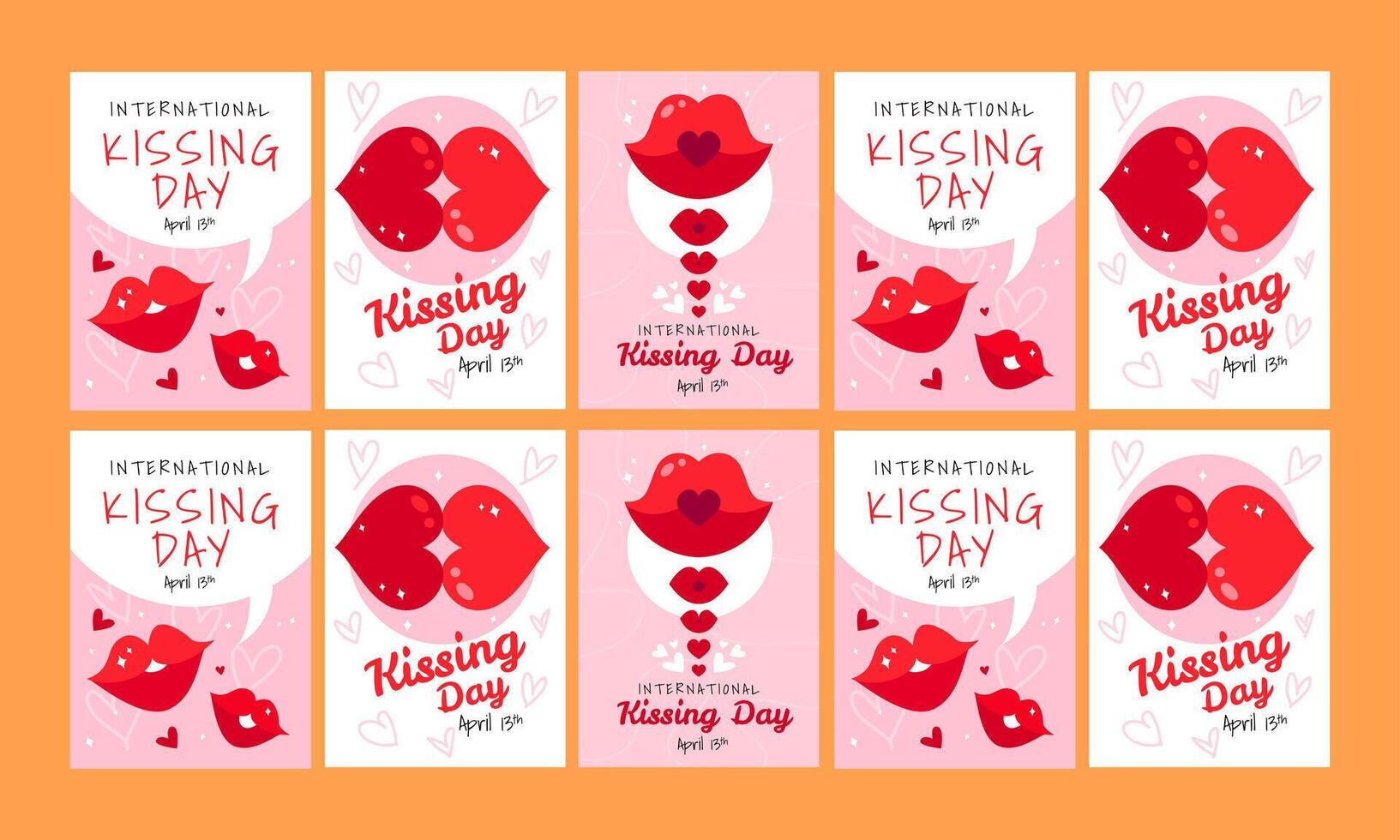 happy kissing day social media template stories vector flat design