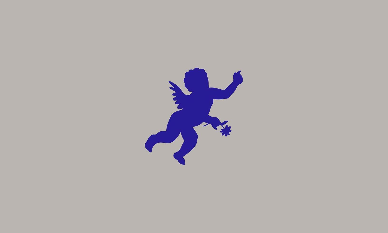 baby angel silhouette vector illustration flat design