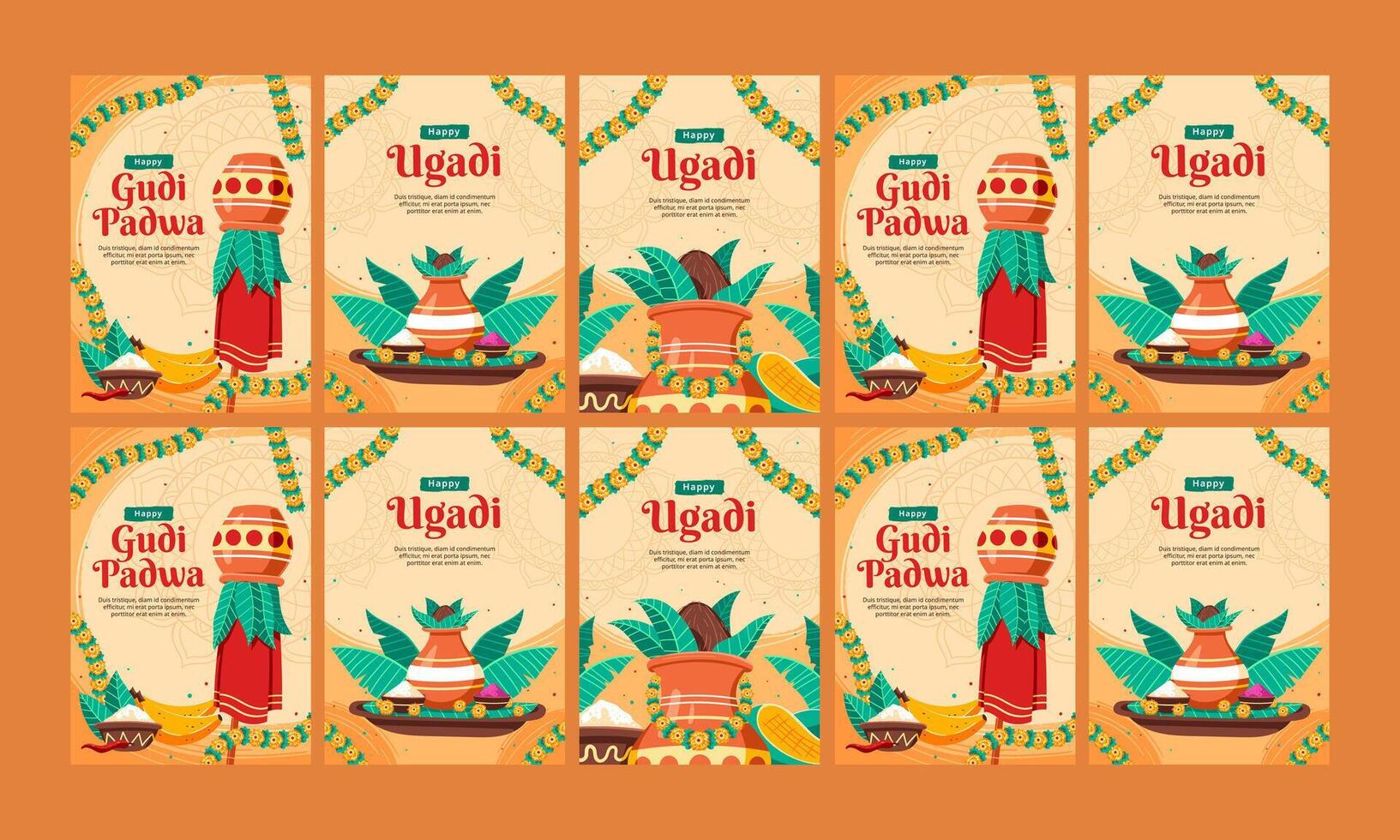 happy ugadi padwa festivity vector flat design