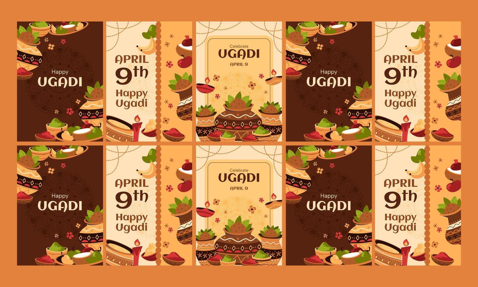 happy ugadi padwa festivity vector flat design