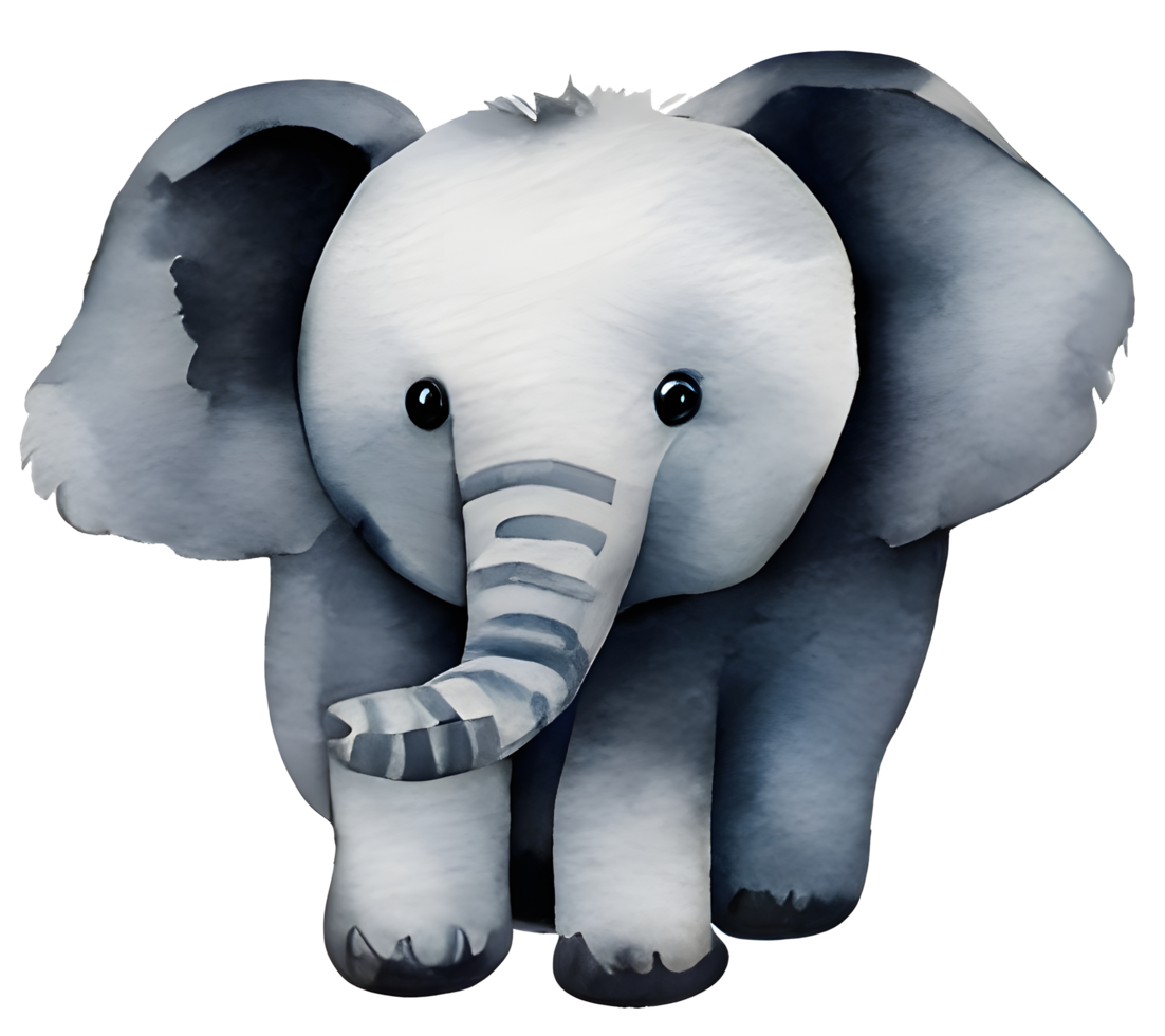 AI generated Watercolor and painting cute elephant cartoon art. Animal and wildlife png