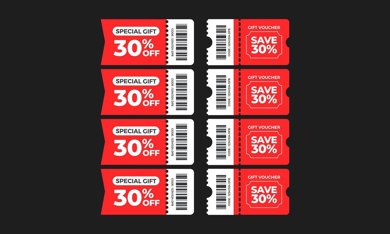 discount ticket template vector flat design
