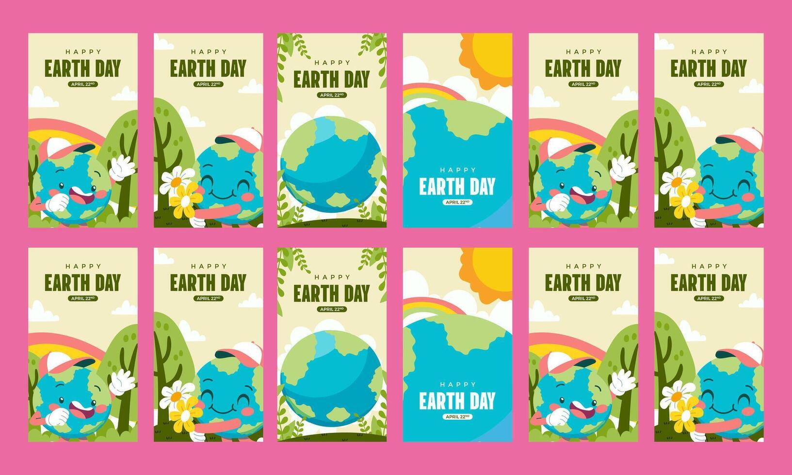 international earth day social media template vector flat design set