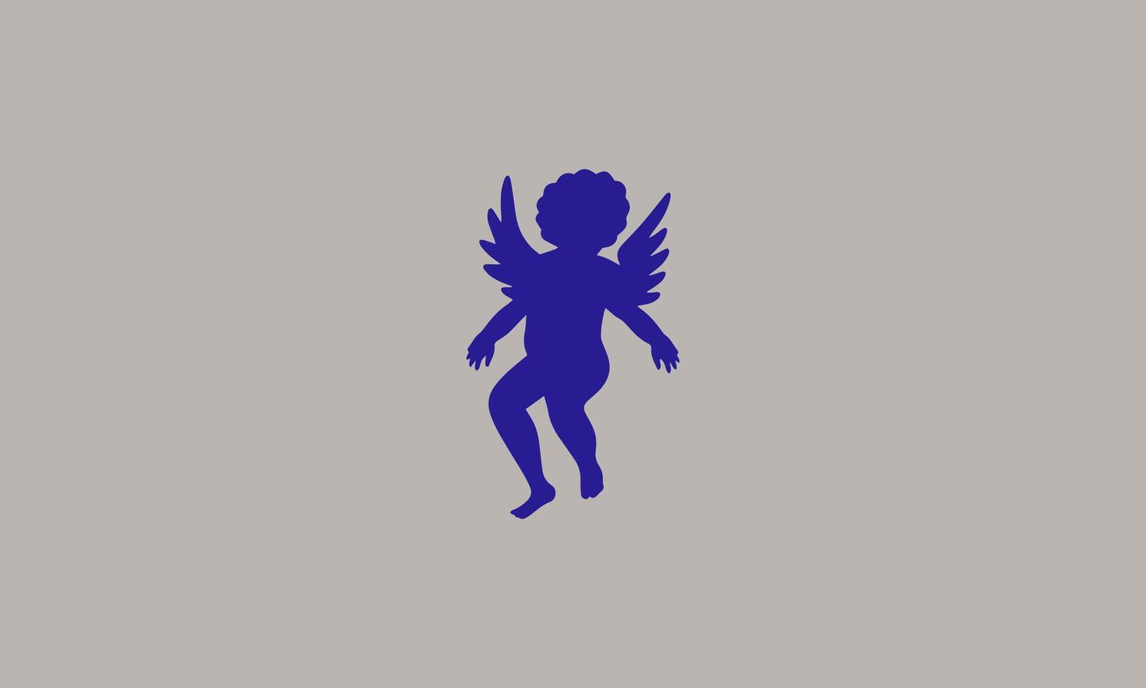 baby angel silhouette vector illustration flat design